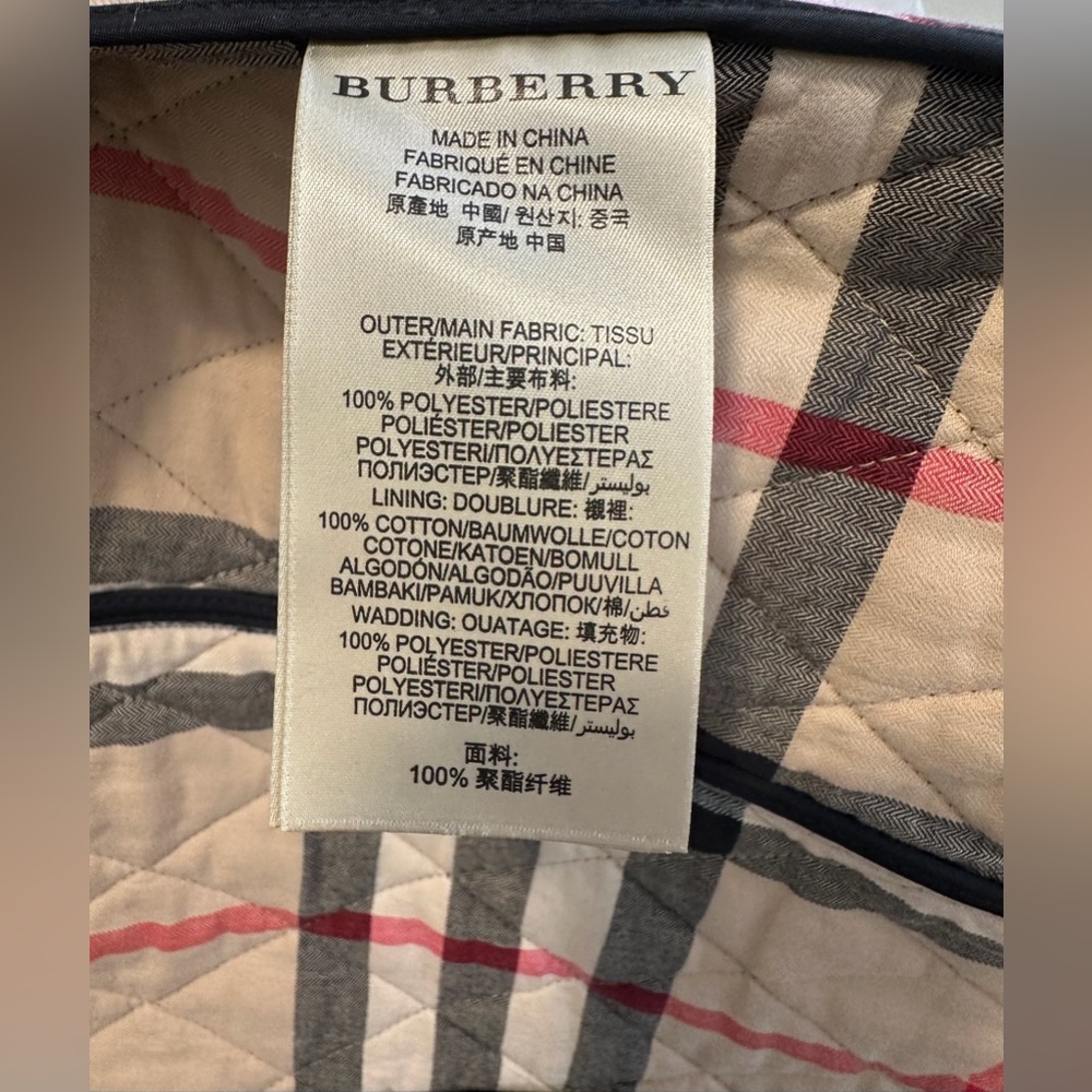 Burberry Brit Women’s Navy Quilted Utility Jacket Check Lining Zip Front Size M - Picture 4 of 6